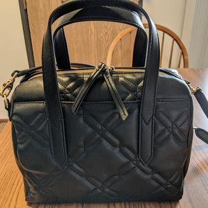 Fossil Sydney Satchel Quilted Black Handbag Top Handle Leather Crossbody